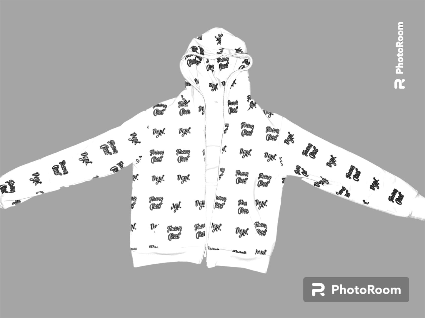 White/Black FR "All Over" Full-Zip Sweater